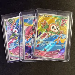 Pokemon TCG First Partner Alola Starters Holo Rowlet Litten Popplio Card Lot ENG - Image 1