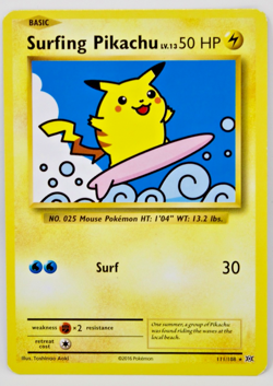 Surfing Pikachu 111/108 Pokemon Card - Evolutions - Secret Rare - LP - Image 1