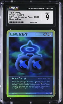 CGC 9 MINT Aqua Energy EX Team Magma Vs Aqua 86/95 Reverse Holo Pokemon Card - Image 1