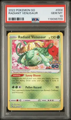 2022 Pokemon Go #004/078 Radiant Venusaur PSA 10 - Image 1