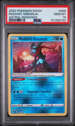 Radiant Greninja 046 2022 Pokemon Sword & Shield Astral Radiance PSA 10 - Image 1