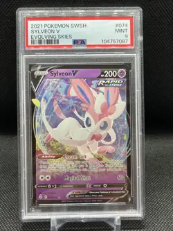Pokemon 2021 Sword & Shield Evolving Skies #074 SYLVEON V PSA 9 MINT - Image 1