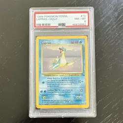 Pokemon TCG Lapras Fossil 10/62 Holo Unlimited Edition PSA 8 1999 - Image 1
