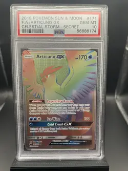 Pokemon Sun And Moon Celestial Storm Articuno GX Secret Rare 171/168 PSA 10 - Image 1
