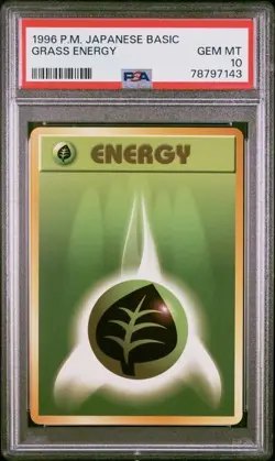 1996 POKEMON JAPANESE BASIC GRASS ENERGY PSA 10 GEM MINT BASE SET - Image 1