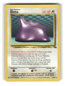 Ditto 18/62 Rare Fossil Pokemon Unlimited Moderately Played - Image 1