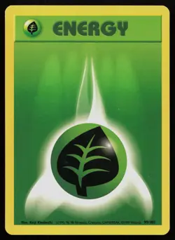 GRASS ENERGY 99/102 COMMON BASE SET UNLIMITED POKEMON LP - Image 1