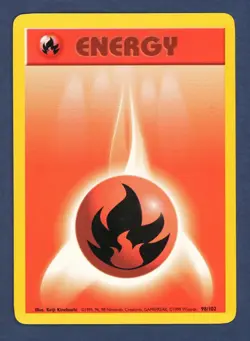 Fire Energy 98/102 Common Base Set Unlimited Pokemon Lightly Played - Image 1