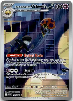 Team Rocket's Orbeetle 198/182 Illustration Rare Destined Rivals Pokemon Holo NM - Image 1