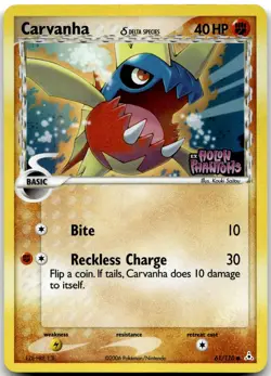 Carvanha 61/110 Common Holon Phantoms Pokemon Reverse Holo Lightly Played - Image 1