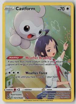 Castform TG11/TG30 Holo Lost Origin Trainer Gallery Pokemon NM - Image 1