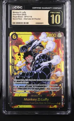 One Piece Monkey D. Luffy Alt Art OP10-118 Royal Blood CGC PRISTINE 10 - Image 1