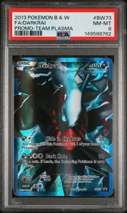 2013 POKEMON BLACK & WHITE PROMO TEAM PLASMA #BW73 FULL ART/DARKRAI PSA 8 - Image 1