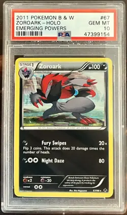 PSA 10 Zoroark 67/98 Emerging Powers Holo BLACK AND WHITE 2011 VINTAGE BGS CGC - Image 1