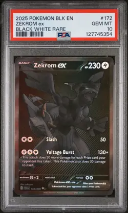 2025 POKEMON BLK EN-BLACK BOLT BLACK WHITE RARE #172 ZEKROM EX PSA 10 - Image 1