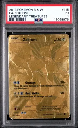 PSA 1 Zekrom Black & White Legendary Treasures #115 Gold Full Art 2013 Pokemon - Image 1