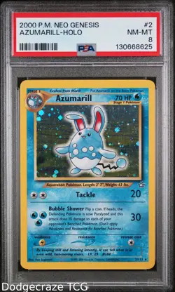 2000 Pokemon Neo Genesis Azumarill Holo 2/111 PSA 8 - Image 1