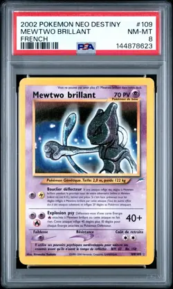 Carte Pokemon Mewtwo Brillant 109/105 Holo Neo Destiny PSA 8 ✨ - Image 2