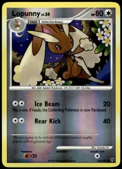 Lopunny 63/147 Supreme Victors Reverse Holo Uncommon MP Pokemon 2009 - Image 1