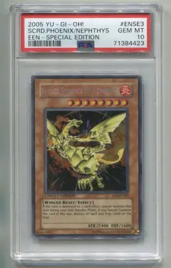 2005 YU-GI-OH EEN SECRET RARE SACRED PHOENIX OF NEPHTHYS EEN-ENSE3 PROMO PSA 10 - Image 1