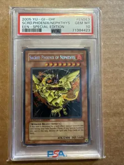 2005 YU-GI-OH EEN SECRET RARE SACRED PHOENIX OF NEPHTHYS EEN-ENSE3 PROMO PSA 10 - Image 3