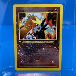 Entei Pokemon Card WOTC Black Star Movie Promo Reverse Holo #34 LP - Image 1