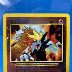 Entei Pokemon Card WOTC Black Star Movie Promo Reverse Holo #34 LP - Image 2