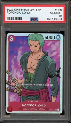 One Piece CCG Roronoa Zoro OP01-025 PSA 10 Gem Mint - Image 1