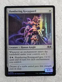 MTG Slumbering Keepguard FOIL - Wilds of Eldraine (WOE) #29 Card NM - Image 1