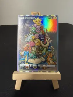 Pikachu Christmas Gengar Psyduck Mew Snorlax Dragonite Pokemon Card Display Art - Image 1