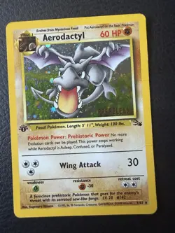 1999 Pokemon 1ST Edition Aerodactyl Fossil Holo Ultra Rare PRERELEASE HP - Image 1