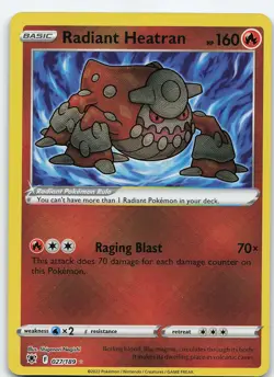 Radiant Heatran 027/189 Radiant Rare Holo SWSH10: Astral Radiance NM Pokemon - Image 1