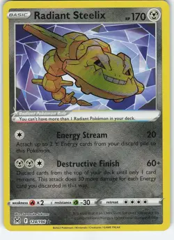 Radiant Steelix 124/196 Radiant Rare Holo SWSH11: Lost Origin NM Pokemon - Image 1
