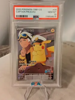 CAPTAIN PIKACHU 2025 POKEMON CBB1 CS #09 CHINESE PSA 10 - Image 1
