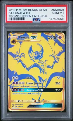 2019 POKEMON SM BLACK STAR PROMO #SM103A FULL ART/LUNALA GX PSA 10 - Image 1