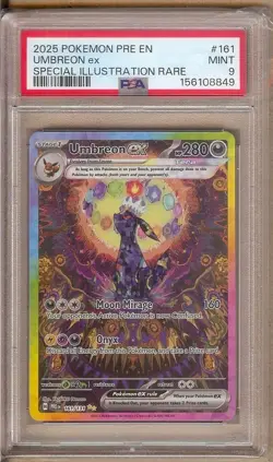 2025 POKEMON PRISMATIC EVOLUTIONS SIR UMBREON EX 161/131 PSA 9!! - Image 1