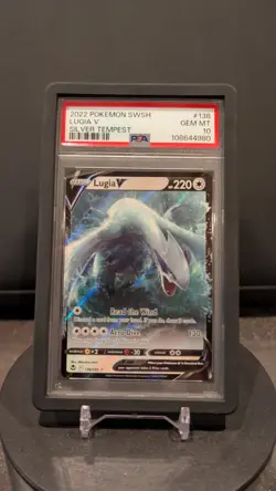 Lugia V 138/195 Pokemon SW&SH - Silver Tempest PSA 10 with Black Graded Guard - Image 2