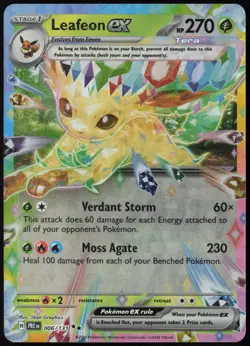Leafeon ex - 006/131 (NM) Double Rare Holo - SV: Prismatic Evolutions Pokemon - Image 1