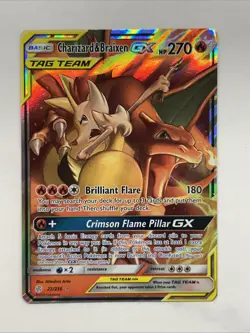 Charizard & Braixen GX 22/236 Rare Pokemon Tag Team - Sun & Moon Cosmic Eclipse - Image 1