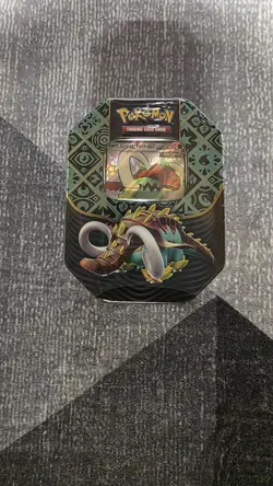Pokemon TCG Scarlet & Violet Paldean Fates Great Tusk EX Tin New Factory Sealed - Image 1