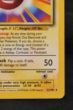 Electrode 21/102 LP Base Set Regular Rare Unlimited Pokemon TCG Card - Image 4