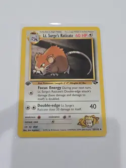 Pokemon Card 1st Edition Lt. Surge's Raticate Uncommon Gym Heroes 051/132 LP/NM - Image 1