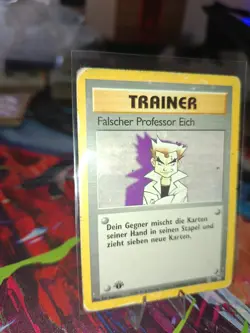 1st Edition Pokemon Karte Falscher Professor Eich Trainer Vintage Deutsch 73/102 - Image 2