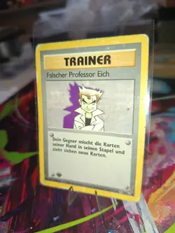 1st Edition Pokemon Karte Falscher Professor Eich Trainer Vintage Deutsch 73/102 - Image 3