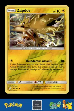 2019 Pokemon SM Team Up 40/181 Zapdos Reverse - Image 1