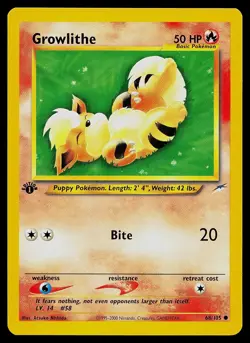 Pokemon Card - Growlithe Neo Destiny 68/105 1st Edition Common - Image 1