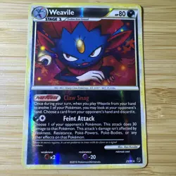 Pokemon Weavile Reverse Holo HS Undaunted 25/90 Rare MP Small Crease - Image 1