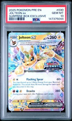 2025 POKEMON PRE EN-PRISMATIC EVOLUTIONS #030 JOLTEON EX PSA 10 - Image 1