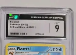 2022 FLOATZEL Pokemon Card CGC 9 MINT Brilliant Stars 039/172 SWSH09 Ships w/Box - Image 4