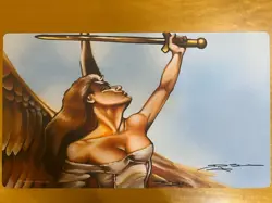 SERRA ANGEL PLAYMAT NEW MAGIC THE GATHERING MTG HAND SIGNED DOUGLAS SCHULER - Image 1